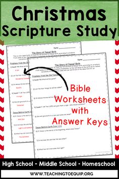 christmas bible study with answer keys for the middle school and high school students to use