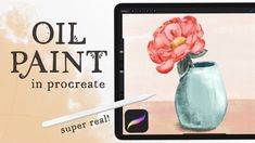 an oil painting in procreate is being used to create a vase with flowers