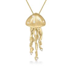 43295 - 14K Yellow Gold - Jellyfish Pendant Jelly Fish Jewelry, Gold Jellyfish, Jellyfish Jewelry, Jellyfish Necklace, Jellyfish Pendant, Sea Life Jewelry, Fish Jewelry, Jelly Fish, Yellow Gold Chain