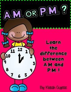 a girl holding a clock with the words am or pm?