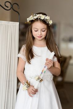 "Dear customers, this year, Magaela Accessories and talented photographer Sylvia Duhačková have prepared a collection of accessories designed for young ladies' first holy communion. And again, the collection is limited - only a few pieces will be available from each product, so do not hesitate :) Big thanks to Lucka Legath of LegaCandles for the wonderful candles she gave us and also to the Gabrielles' Style salon and Jozefínka, who took care of the beautiful dresses. The pictures were taken in Candle Decoration, Style Salon, Girls Headband, Boho Style Wedding, Floral Hair Combs, Hair Wreaths, Floral Accessories Hair, Floral Candle, Christening Outfit