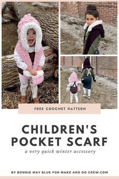 the children's pocket scarf pattern is shown