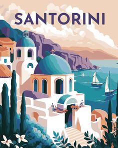 an image of a travel poster with the words san antonio on it's side