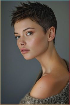 Very Short Pixie Haircut Shaved Sides, Ladies Short Haircuts, Growing Out Pixie Cut, Super Short Pixie Cuts, Shaved Pixie Cut, Triangle Face, Very Short Pixie Cuts, Shaved Pixie, Super Short Haircuts