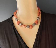 "Vintage Bedouin Silver Bawsani filigree coral beads Necklace' form Yemen Very Old nicely decorated with Moroccan Red coral and Silver Bawsani Yemen beads unique necklace piece from the earliest 1900'. Hallmarked.This is an example of the most delicate workmanship. item is individually handcrafted by local artisans in Yemen Originally these kind of jewellery was worn on the Arab Peninsula and in the Horn of Africa. Women wore these pieces as chokers and as headdresses per-owned vintage item whic Traditional Coral Necklace With Polished Beads, Traditional Coral Necklace With Gemstone Beads, Traditional Coral Jewelry With Large Beads, Traditional Red Coral Beaded Necklace, Bohemian Jewelry With Large Red Coral Beads, Traditional Coral Necklace With Large Beads, Bohemian Red Coral Jewelry With Large Beads, Artisan Red Coral Necklace With Large Beads, Unique Large Beads Red Coral Jewelry