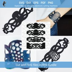 Octopus Svg, Cricut Leather, Rose Pattern Design, Diy Leather Bracelet, Faux Leather Bracelets, Laser Cut Jewelry, Hearts And Roses, Rose Bracelet, Flower Pattern Design