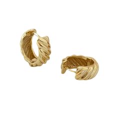 If bold minimalism is your vibe, the mini Croissant Hoops were made for you. Style a mixed-metal look by stacking with our everyday ear cuffs. Ready to ship in 1-3 business days. Gold Metal Trendy Ear Cuff, Gold Plated Ear Cuff For Everyday Wear, Everyday Gold Plated Ear Cuff, Gold Plated Hoop Ear Cuff Tarnish Resistant, Tarnish Resistant Gold-plated Hoop Ear Cuff, Gold Plated Tarnish Resistant Hoop Ear Cuff, Trendy Yellow Gold Brass Hoop Earrings, Trendy Gold Ear Cuff For Everyday Wear, Everyday Minimalist Gold-tone Huggie Earrings