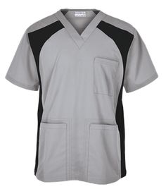 UA Butter-Soft Men's V-Neck Top with Knit Side Inserts Style # STN709C #uniformadvantage #uascrubs #menfashion #silver Scrubs Uniform Fashion, Nurse Dress Uniform, Scrubs Nursing Uniforms, Doctor Coat, Healthcare Uniforms