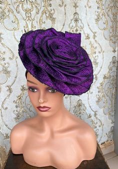 Autogele Aso-Oke, Pre-Tied Purple Gele Headwrap, African Turban Headband Headpiece Headtie, African Headwrap For Women  NEED OTHER COLORS AND DESIGNS OF BRAIDED WIGS, AUTOGELE HEADWRAPS, AND CORAL BRIDAL BEADS, VISIT OUR SHOP HERE: https://sereneafrica.etsy.com Features: *Easy to tie and maintain. *Comfortable on the head. *Comes in plain Aso-Oke or embellished. *Comes in other lovely colours. We also make complete bridal Aso Oke outfit. We can make this in large numbers for wedding guest. In ca Adjustable Headwrap For Party, Adjustable Purple Headwrap, Elegant Church Headwrap In Headband Style, Elegant Church Headwrap Headband, Elegant Turban For Church, Purple One Size Headwrap Headband, Evening Fitted Turban, Adjustable Purple Headband For Evening, Purple Fitted Turban For Parties