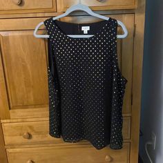 Fully Lined Sleeveless Blouse, Gold Metallic Dot Pattern. Polka Dot Sleeveless Party Top, Anchor Shirts, Green Floral Blouse, Light Blue Tie, Pocket Tunic, Printed Sleeveless Blouse, Lace Top Long Sleeve, Blouse Sleeveless, Long Sleeve Flannel