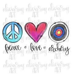 peace, love and archery svg file for cricut or silhouette cutting machines