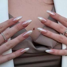 Simple Prom Nails, Asian Nails, Classy Acrylic Nails, Pretty Gel Nails, Pearl Nails, Silver Nails, Elegant Nails, Prom Nails