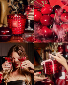 two women holding glasses with red liquid in them