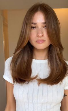 Long But Short Hair, Face Framing Fine Hair, Medium Length Hair Face Framing, Hair Long Layers Face Framing, Modern Layered Haircuts, Brown Hair Long Layers, Mid Length Hair Straight, European Haircut, Mid Length Hair With Face Framing Layers