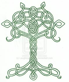 the celtic cross is drawn in green ink