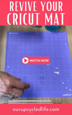 a person cutting up a piece of blue paper with the words, how to remove your cricut mat