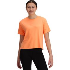 Dune Sky Short-Sleeve Top - Women's Orange Short Sleeve Workout Top, Sporty Crew Neck Top By The North Face, The North Face Sporty Crew Neck Top, The North Face Short Sleeve Relaxed Fit Tops, The North Face Crew Neck Top For Summer, The North Face Relaxed Fit Short Sleeve Top, Casual Workout Tops In Orange, Casual Workout Orange Tops, Casual Orange Workout Tops