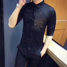 Summer New Half Sun Rhinestone Shirt Men Fashion 2020 Half Sleeve Men Dress Shirt Slim Fit Casual Work Shirt Male Clothing 3xl - Shirts - AliExpress Indian Marriage Dress, Half Sleeve Men, Formal Shirt Design, Men Fashion 2020, Men Dress Shirt, Half Sun, New Shirt Design, Rhinestone Shirt