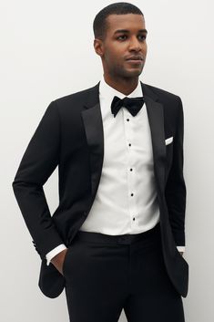 Nothing says timeless like a classic black tuxedo. We love this tux! Pair with our classic black tuxedo pants and a vest to complete your black tie look. Wedding Men Outfits, Black Tuxedo For Men, Wedding Men Outfit, Men Outfits Formal, Tie Outfits Men, All Black Tuxedo, Black Tie Wedding Attire, Black Tuxedo Wedding, Creative Black Tie