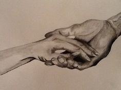 a drawing of two hands holding each other