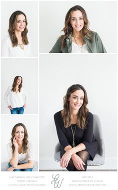 a series of photos showing different women smiling