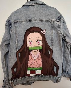 Hand painted anime jacket. Made with high quality acrylics mixed with a fabric medium and heat pressed to conceal. can be washed! size: S Message me if u wish for a different size! Anime Denim Jacket Painting, Jeans Jacket Painting, Anime Jacket, Custom Jean, Custom Jean Jacket, Diy Denim Jacket, Custom Denim Jacket, Diy Denim, Custom Jeans