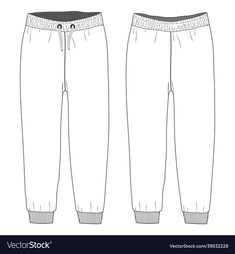 Sweat Pants Template, Joggers Template, Joggers Drawing, Sweat Pants Design, Sweatpants Drawing, Fashion Flat Sketch, Pants Drawing