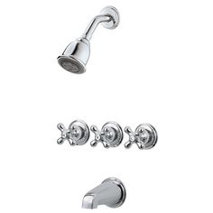 the shower faucet and hand shower head are shown in polished chrome, which is available