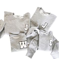 Family Crew Family Outfit Pocket Style Single Letter - Etsy Chenille Patch Sweatshirt, Mini Letters, Patch Sweatshirt, Sweats Outfit, Chenille Patch, White Patches, Single Letter, Mom Sweatshirt, Fall Sweatshirt