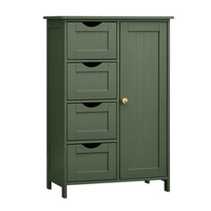 a green cabinet with four drawers