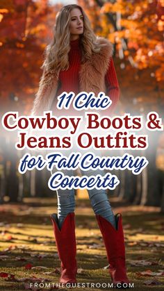 a woman wears cowboy boots and jeans for fall country concerts, western outfits Cowgirl Grunge Outfits, Cowboy Boots And Jeans Outfit, Cowboy Boots With Jeans, Cowboy Boots Jeans, Cowboy Boots And Jeans, Cowboy Boots Outfit Fall, Dark Brown Cowboy Boots, 2024 Brown, Brown Cowboy Boots Outfit