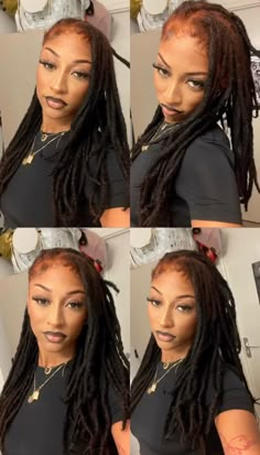 Wicks Locs On Females, Loc Mullet Black Women, Female Wicks Locs, Jet Black Locs, Sisterloc Styles, Feminine Locs, Black Women With Locs, Locs Ideas, Pretty Locs