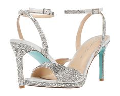 Blue by Betsey Johnson Suni | Zappos.com Sparkling Fitted Wedding Shoes For Formal Occasions, Formal Sparkling Wedding Shoes, Sparkling Fitted Heels For Gala, Sparkling Heels For Gala, Blue By Betsey Johnson, Shoes Silver, Bridal Sandals, Crystal Shoes, Fashion Footwear