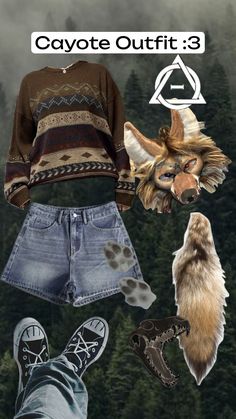 cayote fit ╶⃝⃤☆𓃥☆ #therian #therians #therianthrope #therianthropy #therianoutfit Themed Outfits, Grunge Outfits, Fitness Inspo, Aesthetic Art, Arm Warmers, Cool Outfits, Outfit Ideas, Cute Outfits