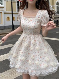 45433360384212|45433360416980|45433360449748 Cute Fitted Mini Dress With Doll Collar, Sweet Fitted Dress With Puff Sleeves, Sweet Puff Sleeve Fitted Dresses, Sweet Fitted Dress With Square Neck, Fitted Square Neck Sweet Dress, Sweet Square Neck Fitted Dress, Cute Fitted Dress With Puff Sleeves, Cute Mini Dress With Doll Collar For Spring, Sweet Square Neck Mini Dress For Spring