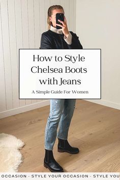 How to Wear Chelsea Boots with Jeans: A Guide For Women 2024 Chelsea Boots And Jeans, Ankle Rain Boots Outfit, Rain Boots Outfit Fall, Black Ankle Boots Outfit, Chunky Boots Outfit, Flat Chelsea Boots