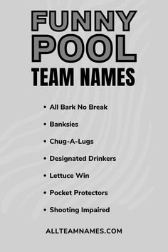 the funny pool team names are in black and white, with zebra stripes on it