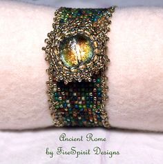 Ancient Rome OOAK bracelet handmade bracelet by FireSpiritDesigns Wearable Art Beaded Cuff Bracelet Gift, Beaded Cuff Bracelet As Wearable Art For Gifts, Wearable Art Beaded Cuff Bracelet For Gifts, Handmade Beaded Bangle Bracelet, Woven Jewelry, Beaded Braclets, Bracelet Art, Ancient Roman Glass, Polymer Jewelry