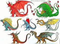 an image of different types of dragon