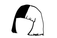 a black and white drawing of a woman's head with bangs on her hair