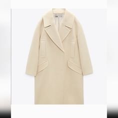 Nwt, Sold As Is. The Fit In This Piece Is Very Oversized Imo. Same Day Shipping After 3pm On Weekdays..Pet And Smoke Free Closet Zara Wool Coat, Neutral Jacket, Oversized Wool Coat, Oversized Trench Coat, Cream Coat, Zara Coat, Oversized Coat, Vanilla Cream, Zara Jackets