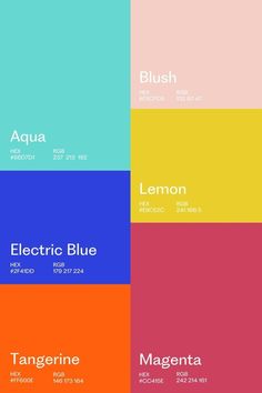 the color scheme for different types of paint colors and their names on each one side