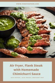 grilled steaks with pesto sauce - stock photo - images