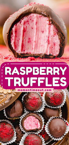 Learn how to make Raspberry Truffles! This easy dessert recipe features freeze-dried raspberries. With a white chocolate raspberry center and chocolate coating, this simple sweet treat is the epitome of indulgence! Raspberry Candy Filling, Desserts With Raspberry Filling, Raspberry Cream Chocolates, Christmas Candy Recipes Holiday Gifts, Chocolate Covered Raspberry Jellies, Raspberry Balls Recipe, Cherry Truffles Recipe, Red Velvet Truffles Easy, Homemade Valentines Candy