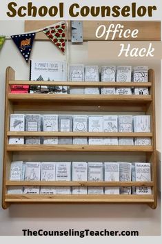 the back to school desk is filled with books