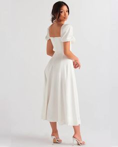 Tallulah Puff Sleeve Midi Dress Washing Dress, Off Shoulder Dresses, Midi Sundress, Breezy Dress, Cooler Look, Solid Color Dress, Printed Midi Dress, Dress Cuts, Stunning Dresses