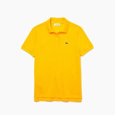 Women's short-sleeved polo shirt made of soft single-color petit piqué cotton. Features a ribbed collar with 2 mother-of-pearl buttons. Classic and straight cut. Theme Inspiration, Logo Yellow, Polo Lacoste, Lacoste Women, Polo Classic, Lacoste Polo, Yellow T Shirt, Color Theme, Mother Of Pearl Buttons