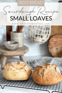 two breads sitting on top of a cooling rack