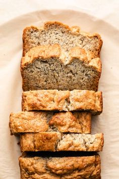 slices of banana bread stacked on top of each other