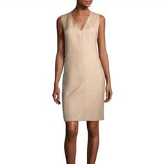 Questions? Leave A Comment Below! Tan Sheath Dress. Nwt. Size 10. Formal V-neck Linen Dress, Elegant Sleeveless Linen Mini Dress, Elegant Linen V-neck Dress For Spring, Elegant A-line V-neck Dress For Daywear, Elegant Sleeveless V-neck Dress For Daywear, Elegant Linen V-neck Dress, Elegant Linen Cocktail Dress, Beige Structured Formal Dress, Elegant Structured Beige Dresses